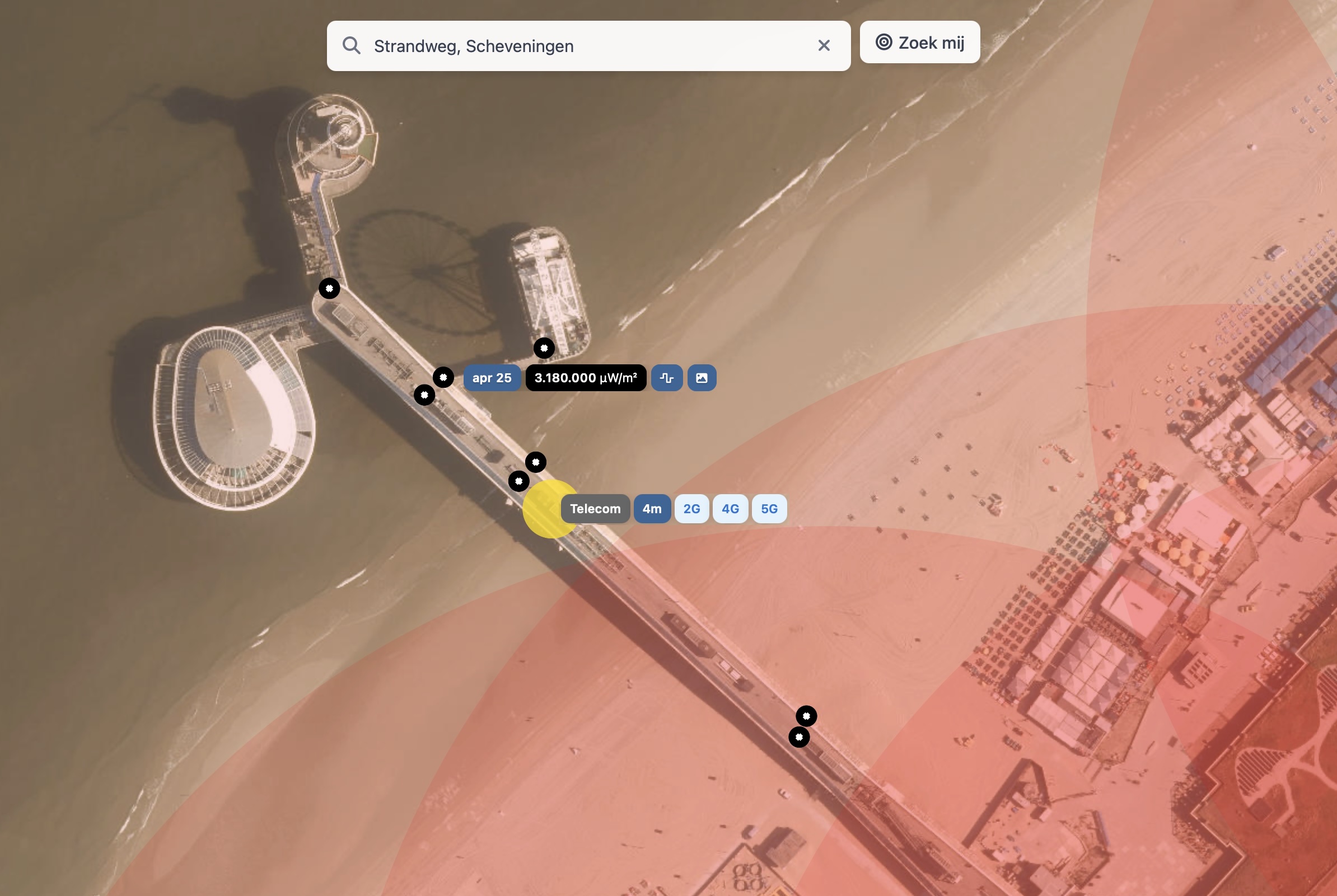 1-puntmeting op de pier in Scheveningen