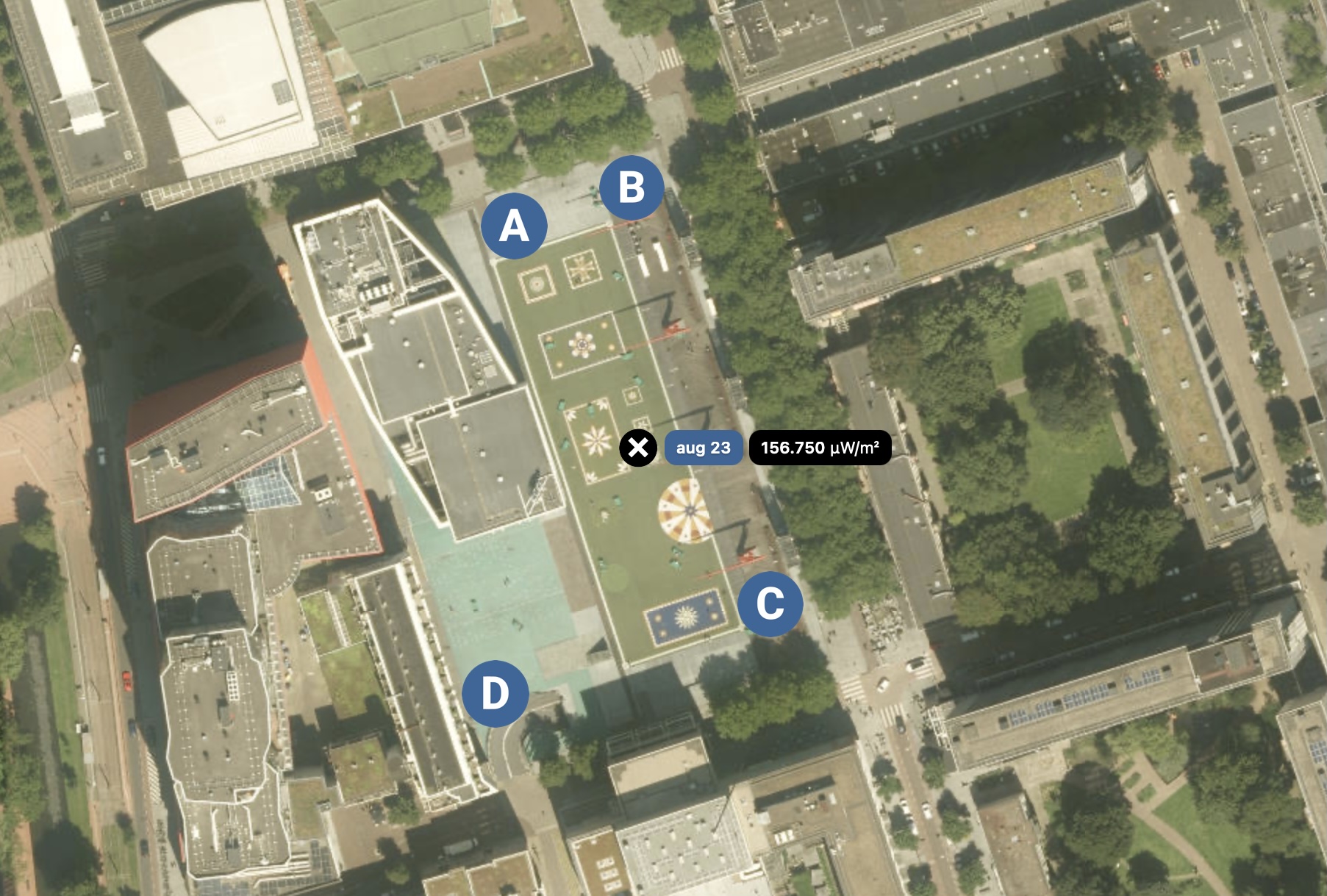 4-puntmeting op schouwburgplein in Rotterdam