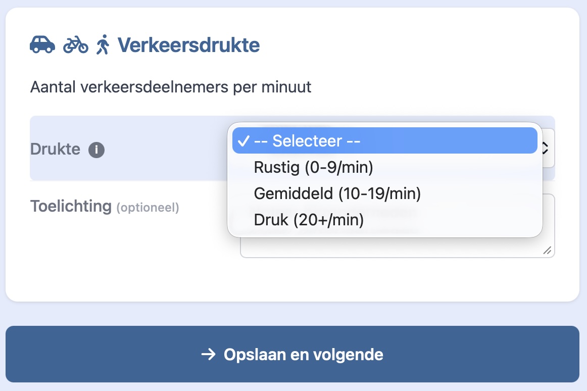 Verkeersdrukte invoeren