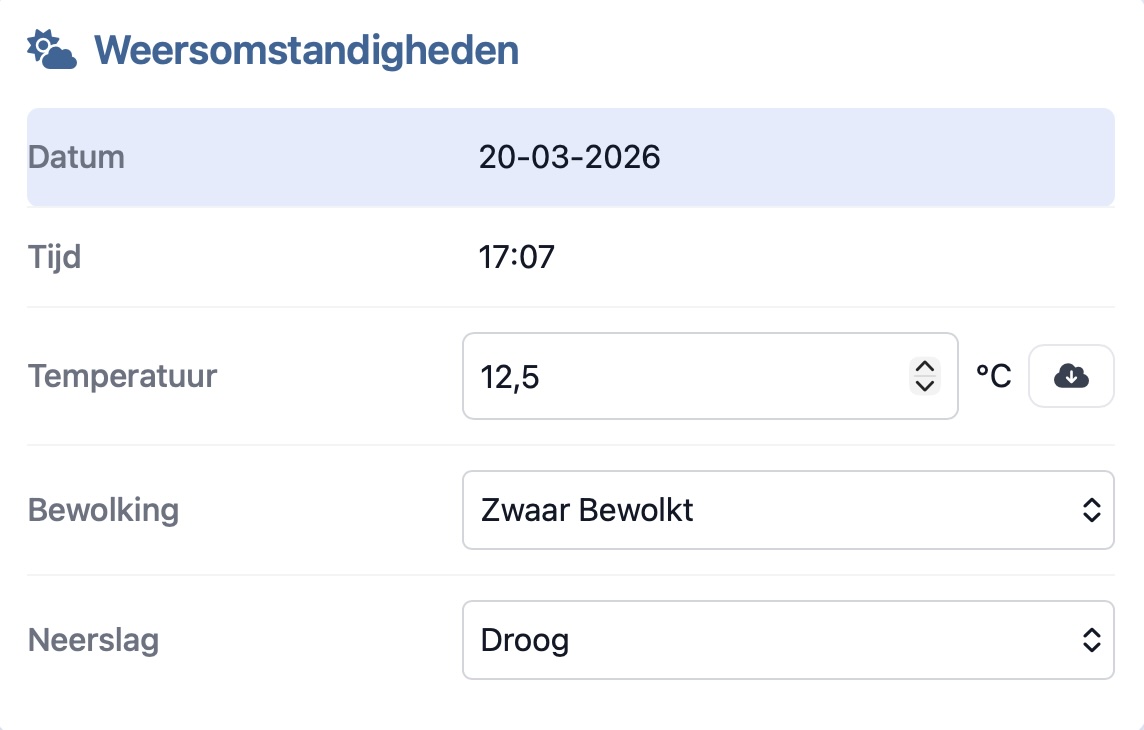 Weersomstandigheden invoeren