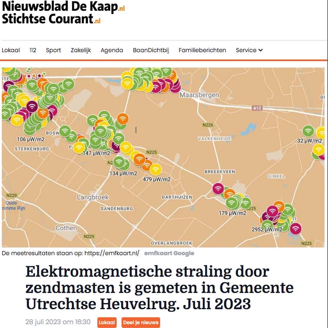 Artikel over EMF kaart in gemeente Utrechtse Heuvelrug
